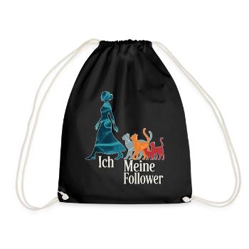 Ich & meine Follower – Katzenhumor Design - Turnbeutel - Schwarz - Vorne