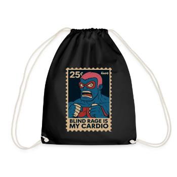 Comic Wrestler Saying Blind Rage Is My Cardio - Drawstring Bag - black - Front