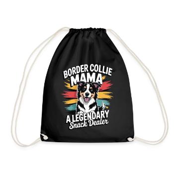 Border Collie Mama – Legendary Snack Dealer - Drawstring Bag - black - Front
