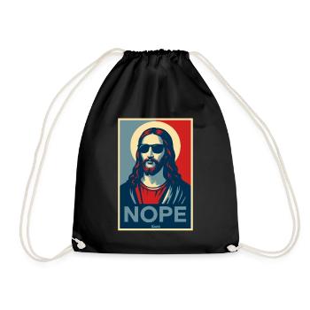 Jesus man with halo and sunglasses - Drawstring Bag - black - Front