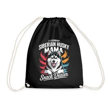 Siberian Husky Mama, Legendärer Snack-Dealer - Turnbeutel - Schwarz - Vorne