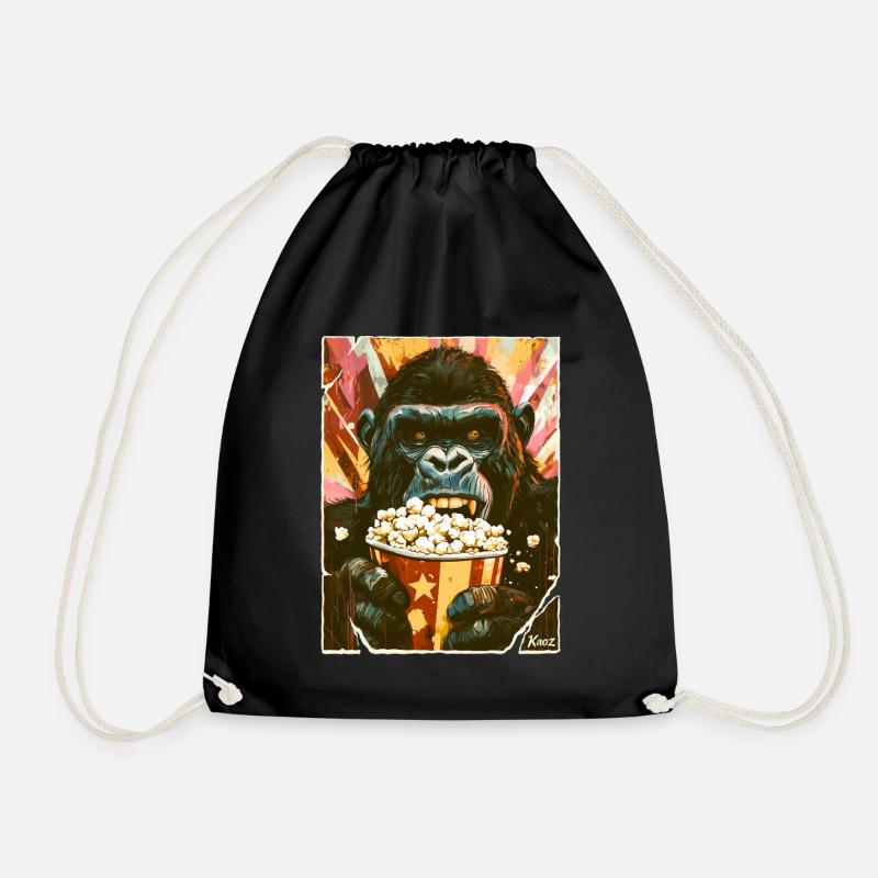 Gorilla mit Popcorn - Turnbeutel - Schwarz