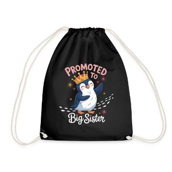 Promoted to Big Sister – Penguin Design - Drawstring Bag - black - Front