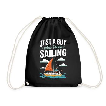 Just a Guy who loves Sailing – Sail Design - Drawstring Bag - black - Front