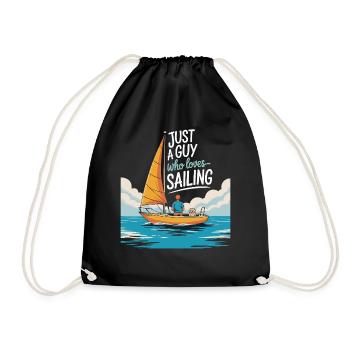 Just a Guy who loves Sailing – Sail Design - Drawstring Bag - black - Front
