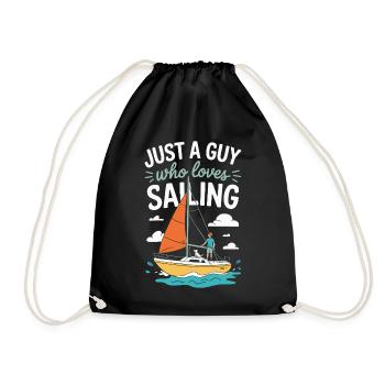 Just a Guy who loves Sailing – Sail Design - Drawstring Bag - black - Front
