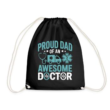 Proud Dad of an Awesome Doctor - Drawstring Bag - black - Front