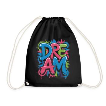 DREAM graffiti design full of color and motivation - Drawstring Bag - black - Front