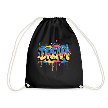 DREAM graffiti design full of color and motivation - Drawstring Bag - black - Front