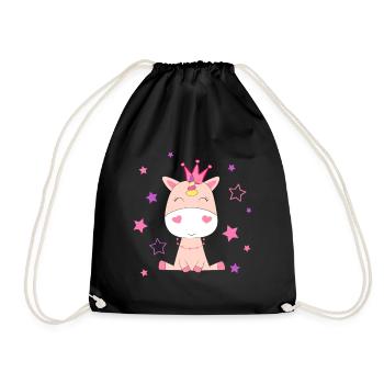 Couronne et étoiles de licorne - Sac de sport léger - noir - Devant