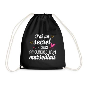Marseillais Marseille Femme Cadeau Amour Humour - Sac de sport léger - noir - Devant