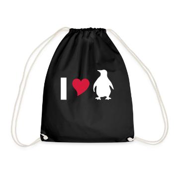 I love Pinguine - Turnbeutel - Schwarz - Vorne