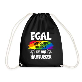 HAMBURG QUEER LGBT HAMBURGER REGENBOGENFAHNE - Turnbeutel - Schwarz - Vorne