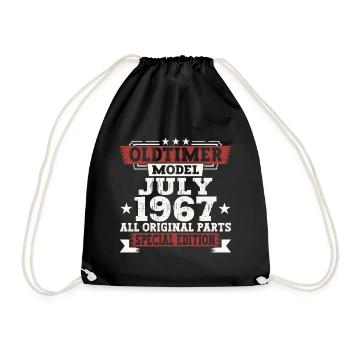 Oldtimer Juli 1967 55. Geburtstag Geschenk Herren - Turnbeutel - Schwarz - Vorne