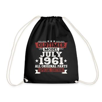 Oldtimer July 1961 61st Birthday Gift Men - Drawstring Bag - black - Front