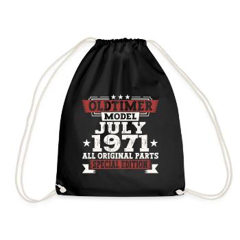 Oldtimer July 1971 51st Birthday Gift Men - Drawstring Bag - black - Front