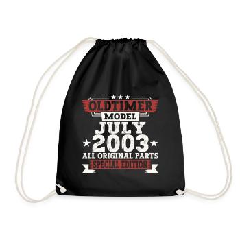 Oldtimer Juli 2003 19. Geburtstag Geschenk Herren - Turnbeutel - Schwarz - Vorne