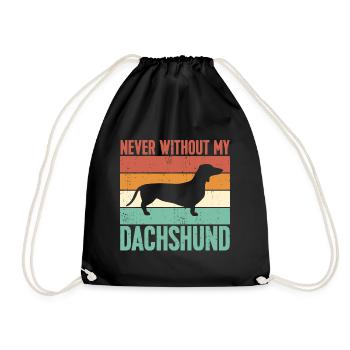 Never without my dachshund - Drawstring Bag - black - Front