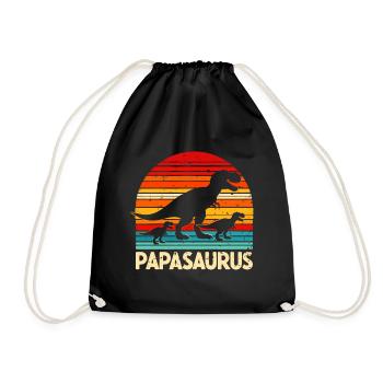 Papasaurus Männer Herren Dinosaurier Dad Dino Papa - Turnbeutel - Schwarz - Vorne