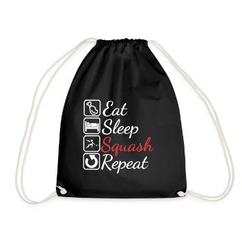 Eat sleep squash repeat gift - Drawstring Bag - black - Front