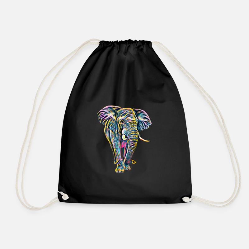 elephant - Drawstring Bag - black