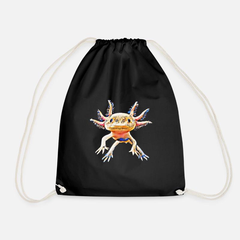 Axolotl - Drawstring Bag - black