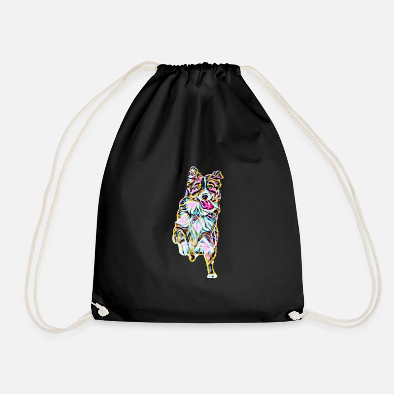 Border Collie - Drawstring Bag - black