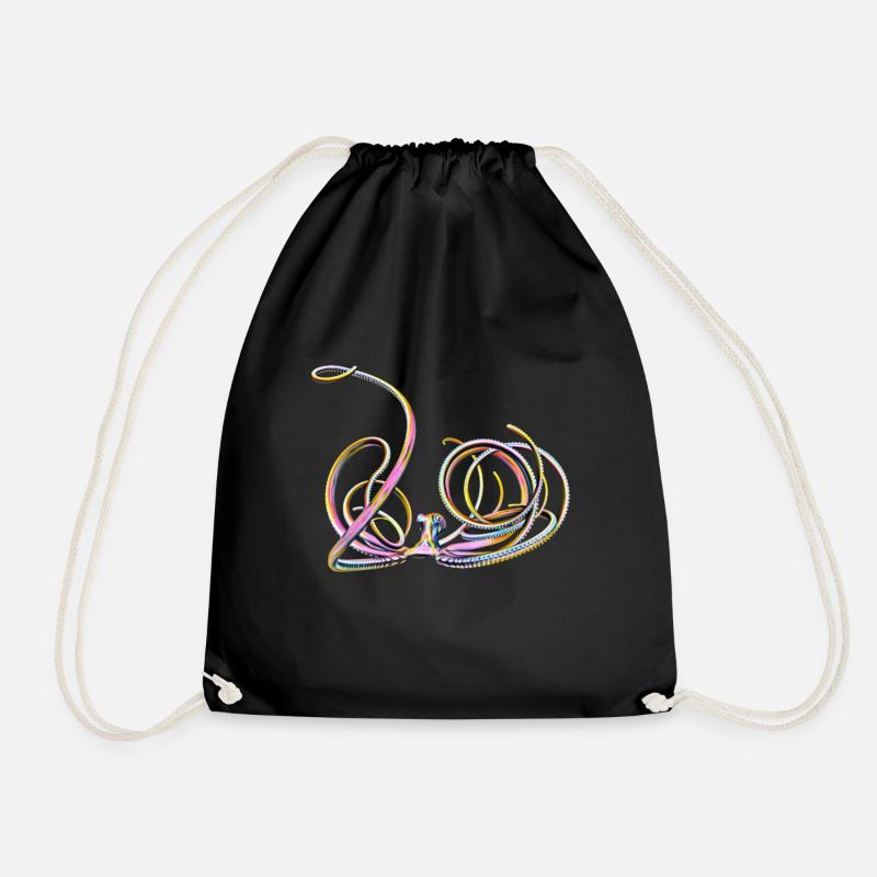 Octopus - Drawstring Bag - black