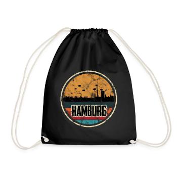 Hamburg Skyline City - Retro Vintage - Turnbeutel - Schwarz - Vorne