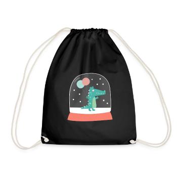 Boule de neige Mignon crocodile anniversaire 2020 - Sac de sport léger - noir - Devant
