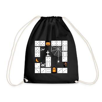 Domino Halloween Dominoes Trick or Treat - Drawstring Bag - black - Front