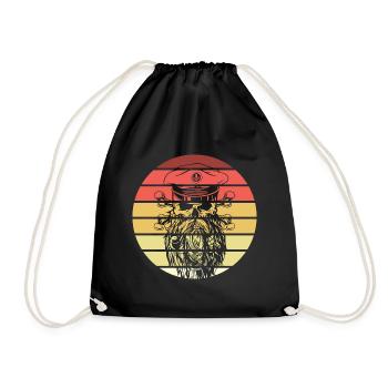 Piraten Schädel Retro Style Vintage - Turnbeutel - Schwarz - Vorne