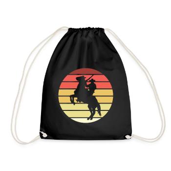 Cowboy Horse Pesade Retro Style Vintage - Drawstring Bag - black - Front