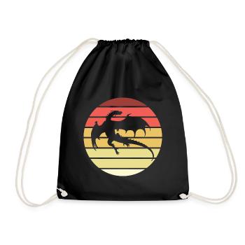 Drache Retro Style Vintage - Turnbeutel - Schwarz - Vorne