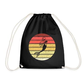 Mermaid Retro Style Vintage - Drawstring Bag - black - Front