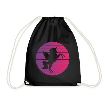Einhorn Retro Style Vintage - Turnbeutel - Schwarz - Vorne