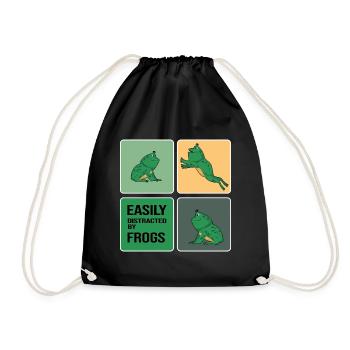 Frosch Froschsammlung Frog-Party - Turnbeutel - Schwarz - Vorne