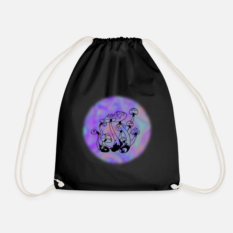 Mushrooms - Drawstring Bag - black
