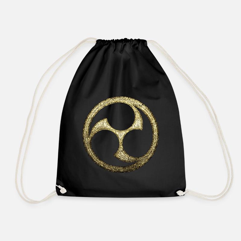 Japan Symbol Mitsu Tomoe Shinto Aikido Judo Karate - Drawstring Bag - black