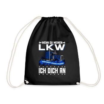 Brummi LKW Fahrer Motiv T Shirt 152 - Turnbeutel - Schwarz - Vorne