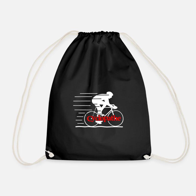 JE SUIS UN CYCLOPATHE ! (vélo, cyclisme) - Drawstring Bag - black
