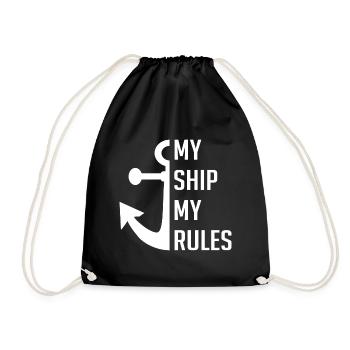 My boat my rules - Drawstring Bag - black - Front