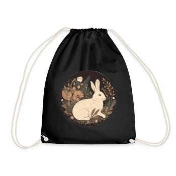 Rabbit Bunny Nature Art - Drawstring Bag - black - Front