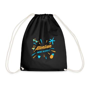 ATTENTION, MÈRE AGITÉE ! (maman, plage) - Sac de sport léger - noir - Devant
