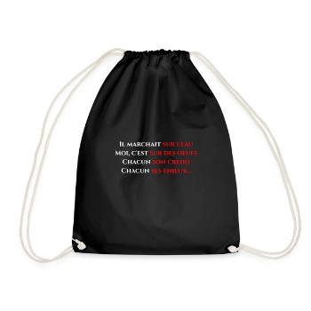 Il marchait sur l'eau - poème - Sac de sport léger - noir - Devant