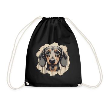Dackel Teckel Kurzhaardackel Dachshund - Turnbeutel - Schwarz - Vorne