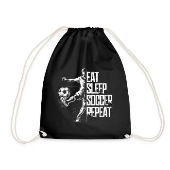 Eat Sleep Soccer Repeat für Fussballspieler - Turnbeutel - Schwarz - Vorne