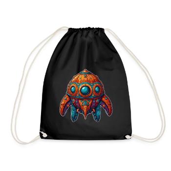 Vaisseau spatial coloré imaginatif fantaisiste - Sac de sport léger - noir - Devant