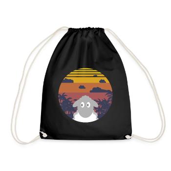 Schaf Sonnenuntergang Vintage Geschenk - Turnbeutel - Schwarz - Vorne