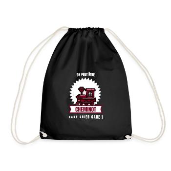 ON PEUT ÊTRE CHEMINOT SANS CRIER GARE ! (train) - Sac de sport léger - noir - Devant
